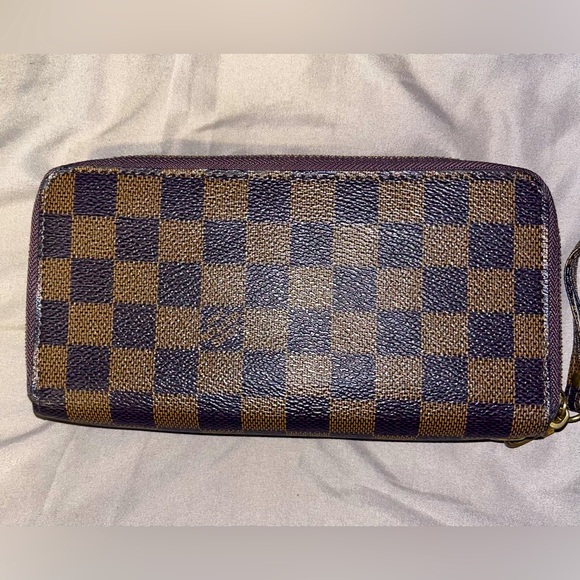 Louis Vuitton Custom Damier Ebene Brown Double Zip Wallet - Picture 1 of 7